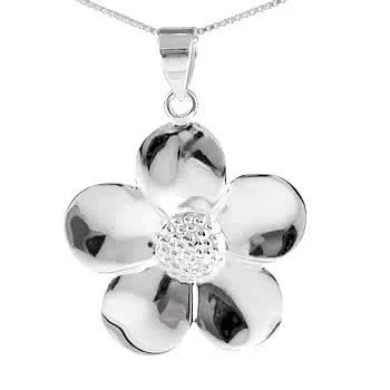 Silver Flower Pendant - 40mm x 30mm