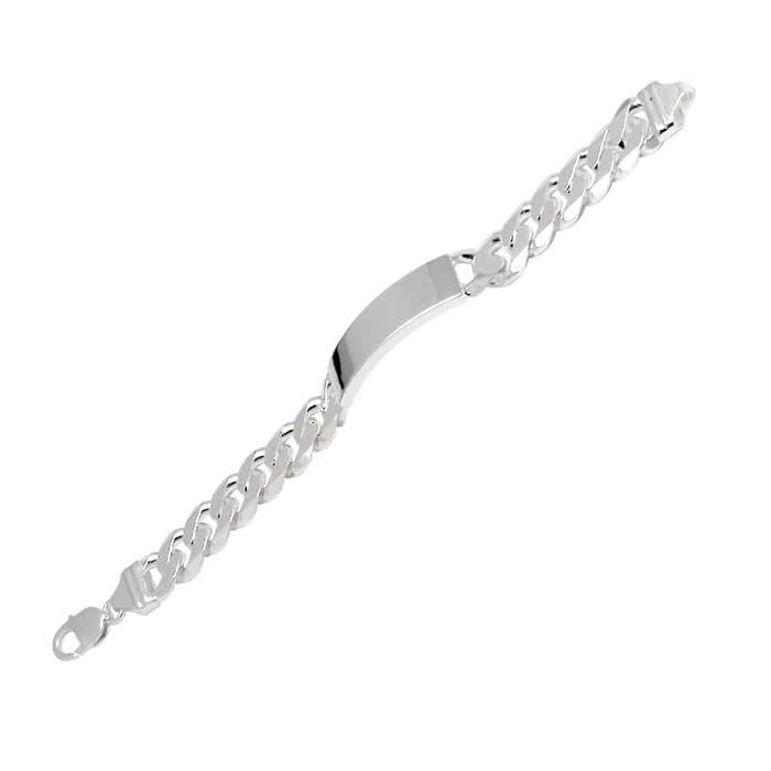 Heavy Mens Silver Identity Bracelet, Solid Sterling Silver