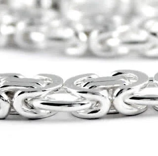 Highly Polished Finish - Byzantine Solid Sterling Silver Chain