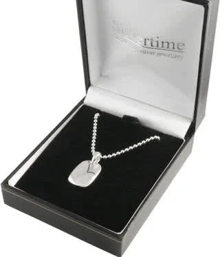 Mens Silver Tag Pendant with Bead Chain