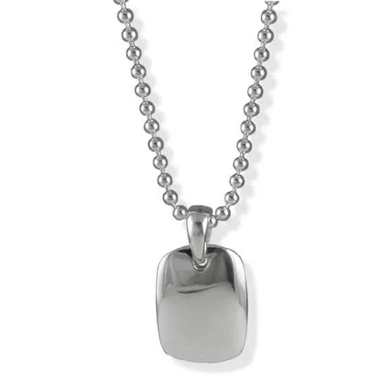 Mens Silver Tag Pendant with Bead Chain