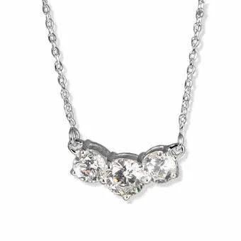 Trilogy Cubic Zirconia Silver Necklace
