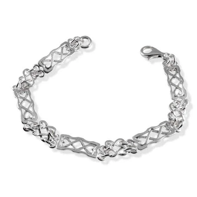 Handmade Silver Celtic Heart Bracelet - 8.20mm width - Choice of 8 inch and 8.75 inch lengths