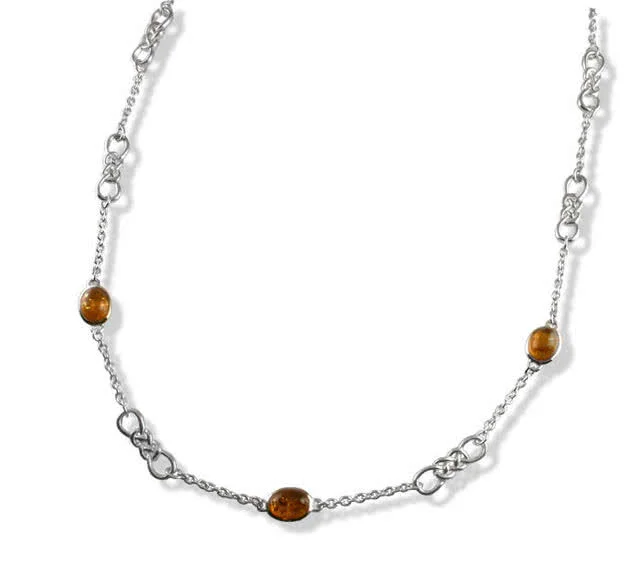 Honey Amber Celtic Necklace - 24 - 25 inches / 61cm - 63.5cm