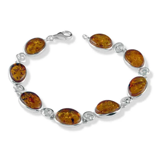 Amber Swirls Silver Bracelet - 7 inch