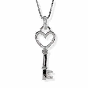 Silver Heart Key Pendant