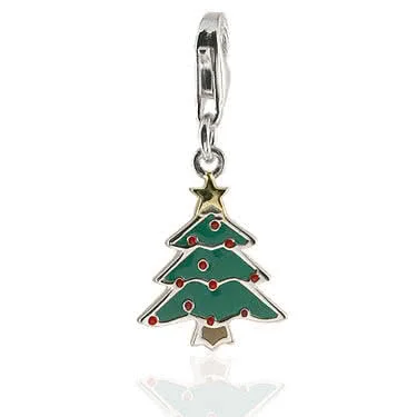 Christmas Tree Clip on Charm -  Christmas tree measures 19mm excluding clasp.