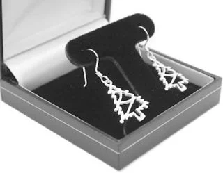 Christmas Tree Silver Earrings - Presented in a luxury gift box