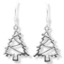Sterling Silver Cut Out Design Christmas Earrings