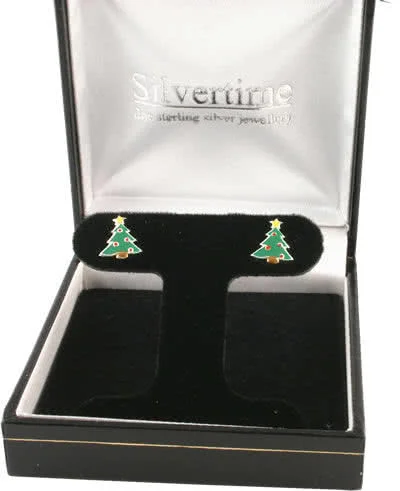 Enamel Christmas Tree Stud Earrings