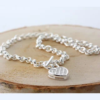 Sterling Silver Oval and Round T-Bar Link Necklace