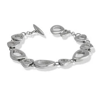 Silver Pebbles T-Bar / Toggle Bracelet - Highly polished tactile organic feeling silver pebbles