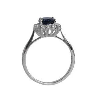 Sapphire CZ Cluster Ring - Surrounded by sparkling clear cubic zirconia gem stones