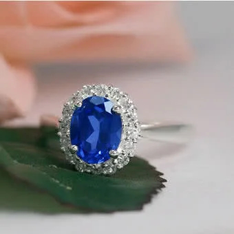 Sapphire CZ Silver Cluster Ring