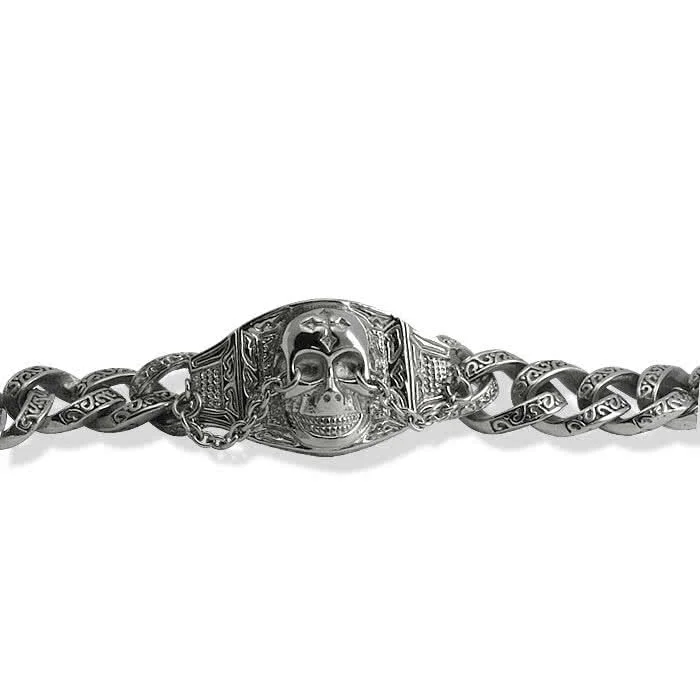 Men's Heavy Skull Bracelet - 316L Stainless Steel - 58 Grams