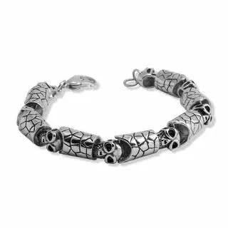 Stainless Steel Skull and Barrel Bracelet