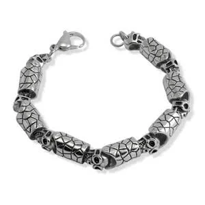 Stainless Steel Skull and Barrel Bracelet