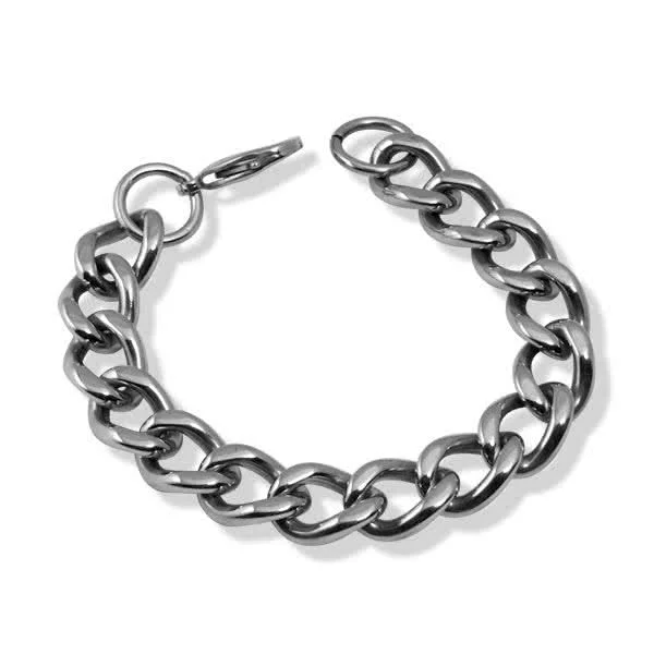 Wide Stainless Steel Curb Bracelet