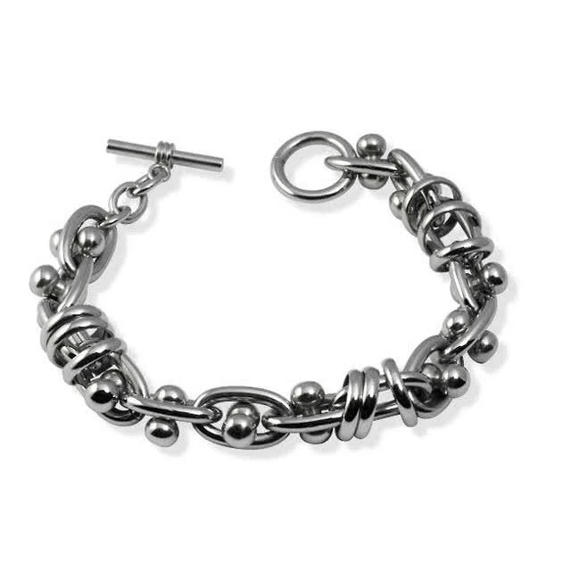 Stainless Steel Dumbell and Link Bracelet