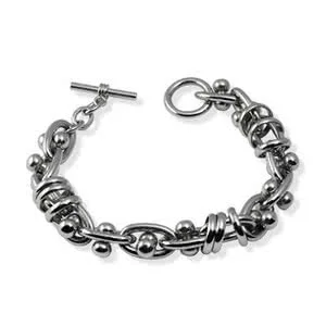 Stainless Steel Dumbbell and Link Bracelet