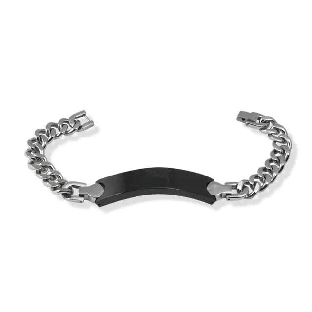Men's Stainless Steel Engraveable ID Bracelet - 8.5 inches, 13mm wide