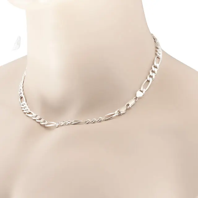 7.7mm Width 925 Sterling Silver Figaro Chain