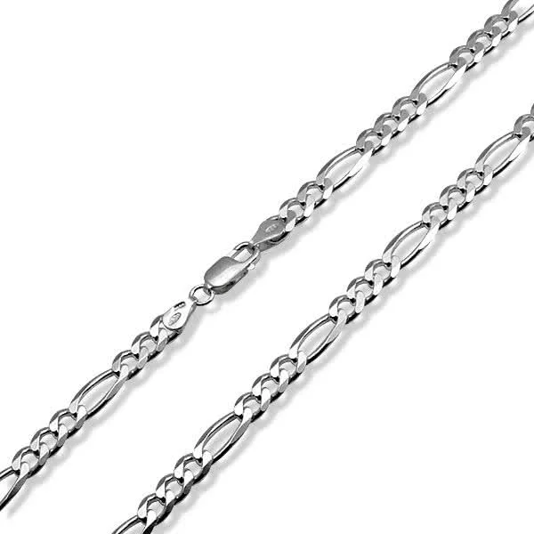 Silver Figaro Chain 6.90mm Width Highly polished premium quality finish with quality lobster clasp