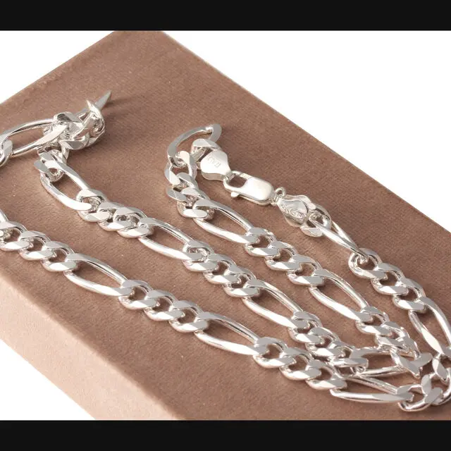 Solid 925 Sterling Silver Figaro Chain 