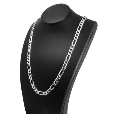 Silver Figaro Chain 6.90mm Width - 18 to 28 inch length options