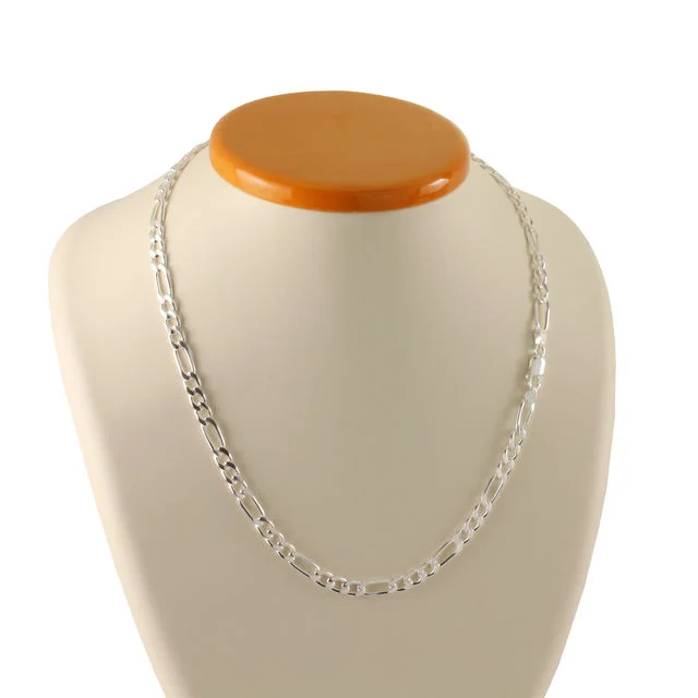 5.8mm Wide Solid Sterling Silver Figaro Chain
