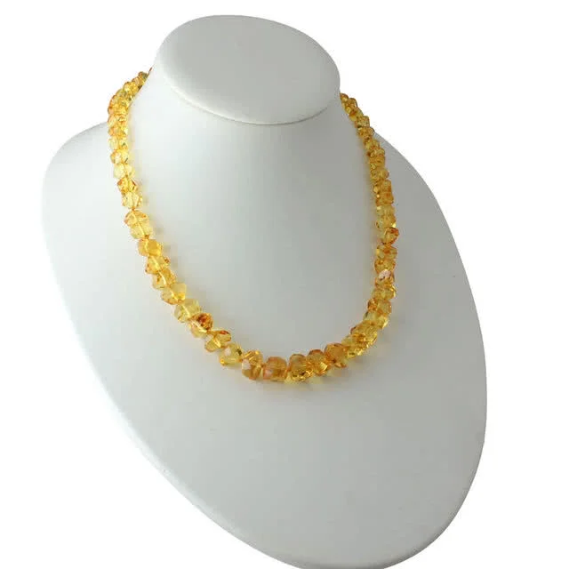 Faceted Graduated Lemon Baltic Amber Necklace - Weighs 7.25 grams