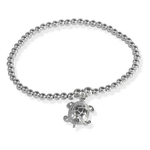 Childs Silver Bead Turtle Bracelet - 6 inch
