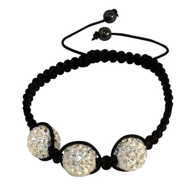 White Crystal Beads Bracelet -  Fits wrist sizes from 6 to 9 inches - 15cm to 23cm