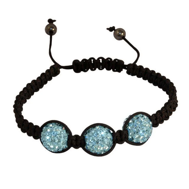 Light Blue Crystal Bead Bracelet - Adjustable to fit 6 - 9 inch wrists - 15cm - 23cm