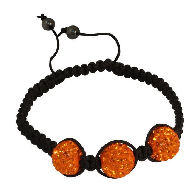 Orange Crystal Bead Bracelet - Fits wrist sizes from 6 to 9 inches - 15.24cm to 22.86cm.