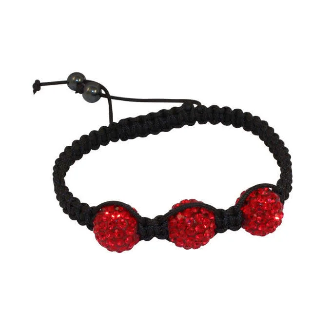 Red Crystal Bead Bracelet - Fits wrist sizes from 6 to 9 inches -  15.24cm to 22.86cm