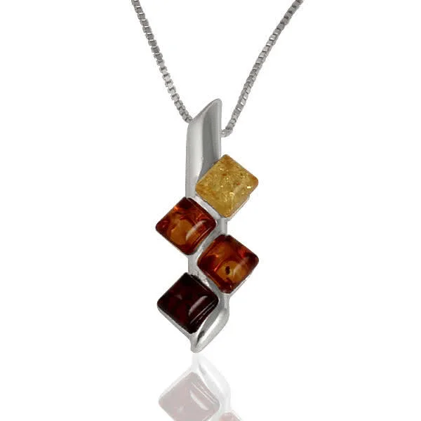 Multi Colour Amber Squares Pendant