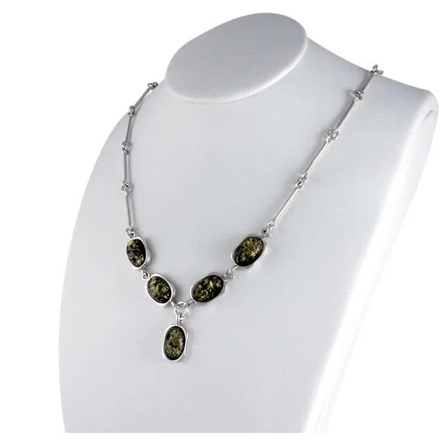 Green Amber Ovals Necklace -  The total weigh of this necklace is 15.34 grams.