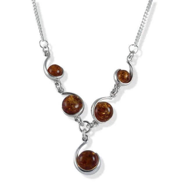 Sterling Silver Amber Swirls Necklace
