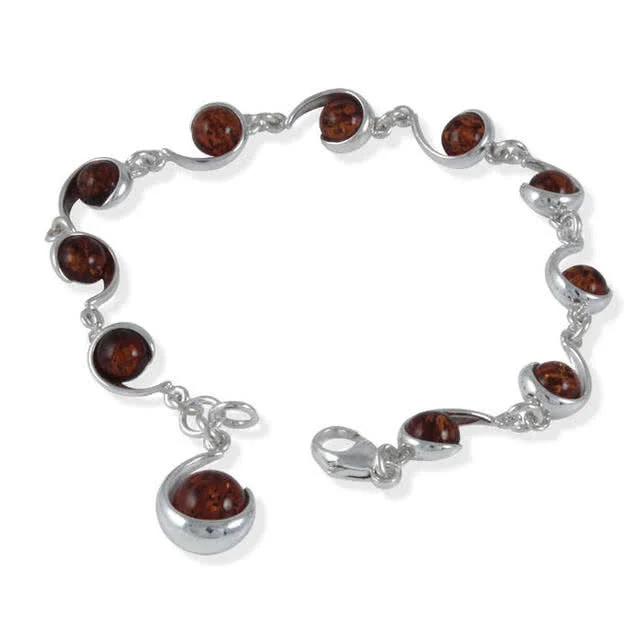 Amber Swirls Bracelet - 10 pieces of 6mm round amber beads