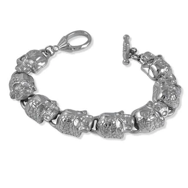 Stainless Steel Skulls T-Bar Bracelet