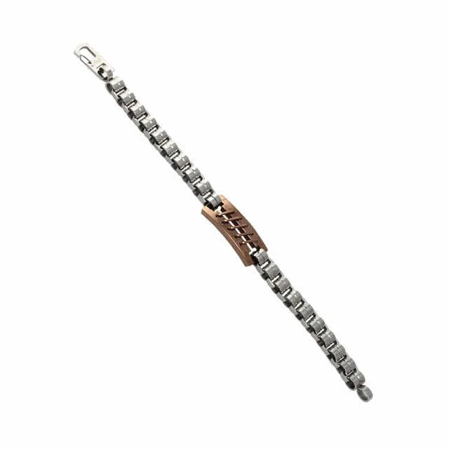 Stitch Design Steel Bronzed Bracelet - 316L Stainless Steel  - Width: 13mm