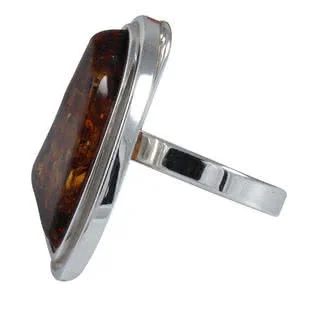 Cognac Amber Handmade Ring Size T