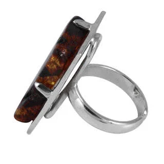 Adjustable Handmade Amber Ring