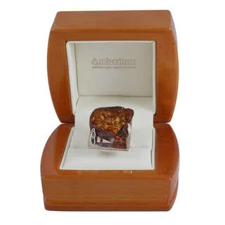 Adjustable Handmade Amber Ring
