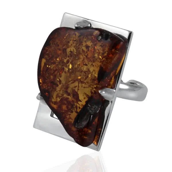 Adjustable Handmade Amber Ring
