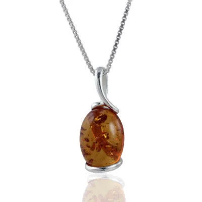 Oval Honey Amber Pendant