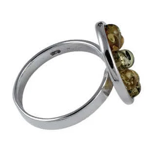 Green and Lemon Amber Ring - The amber set section is 17mm in diameter