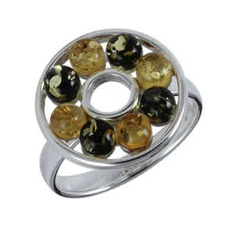 Green and Lemon Amber Ring