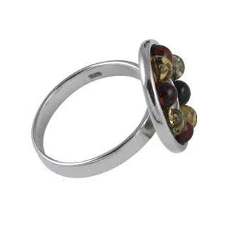 The amber set section measures 17mm diameter, this colourful and amber ring is available in size 0
